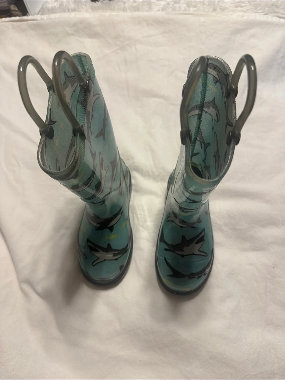 Western Chief Aqua Shark Print Kids Rain Boots